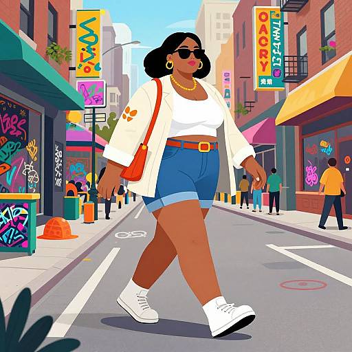 Confident BBW in Vibrant Urban Streetwear
