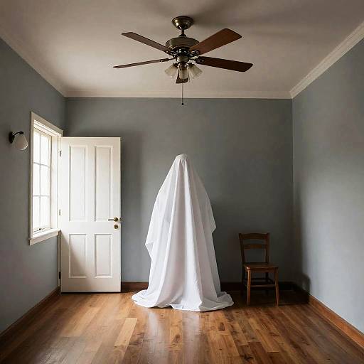 Mysterious Empty Room with Draped Figure