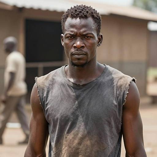 Muscular Black Man in Urban Setting