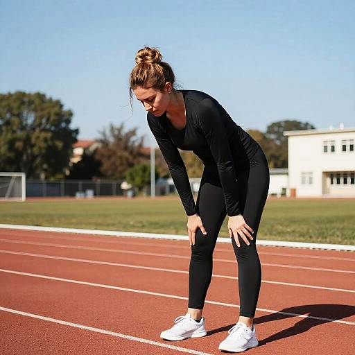 Woman on Track in Athletic Pose