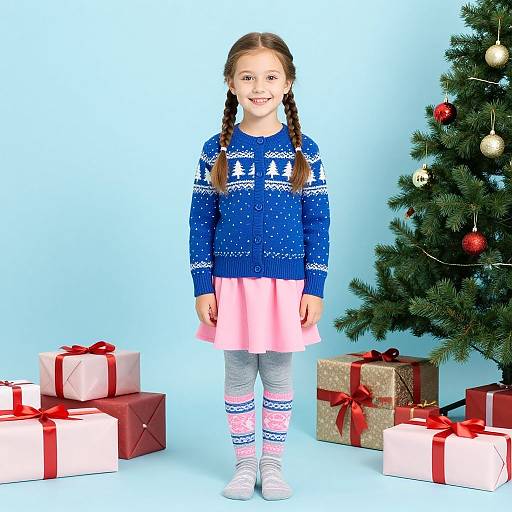 Festive Girl with Holiday Presents