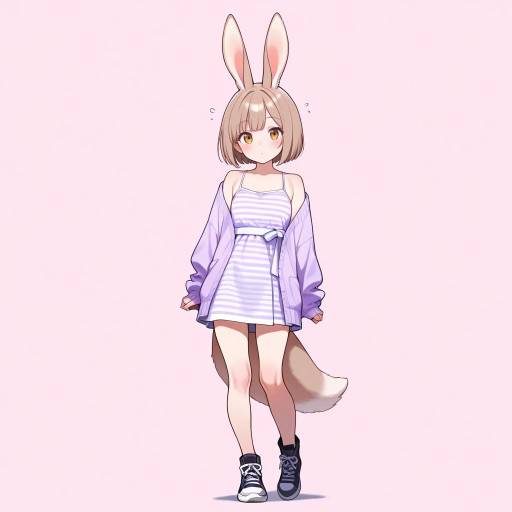 Curious Rabbit-Eared Character in Stripes Curious Rabbit-Eared Character in Stripes
