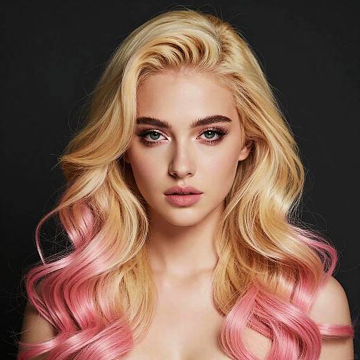 Blonde Hair with Pink Tips Portrait