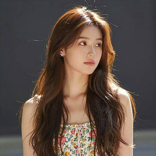 Radiant Young Woman in Floral Attire