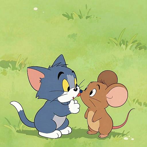 Anime Kitten and Mouse Kiss