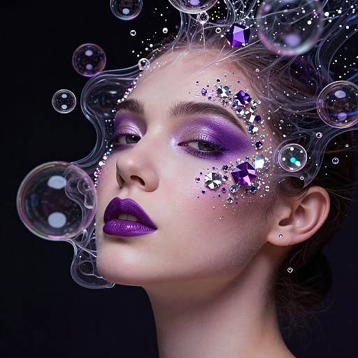 Ethereal Woman Dissolving into Bubbles