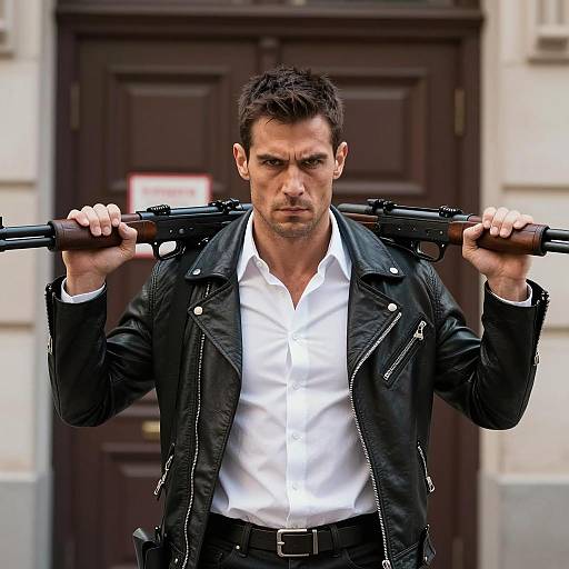 Intense Urban Warrior with Rifles