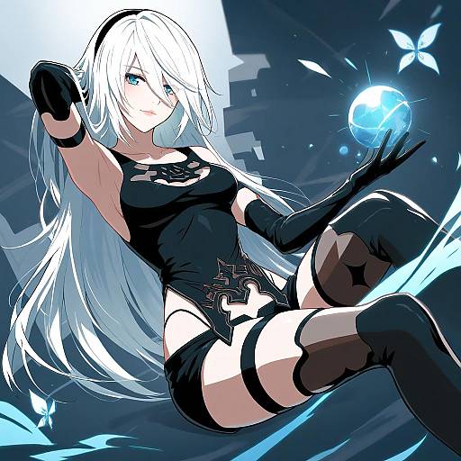 Illustration of A2 (nier:automata), nier (series) in the style of Efukei