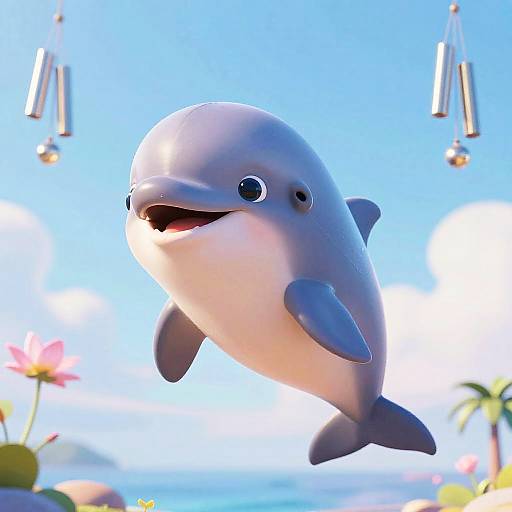 Joyful Baby Dolphin Pixar Style