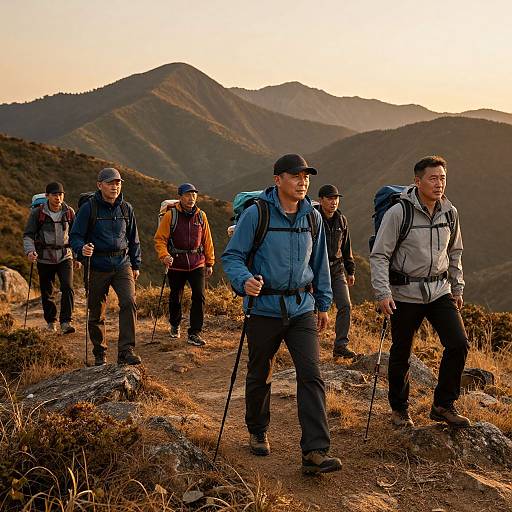 Men Hiking Adventure in Mountain Landscape