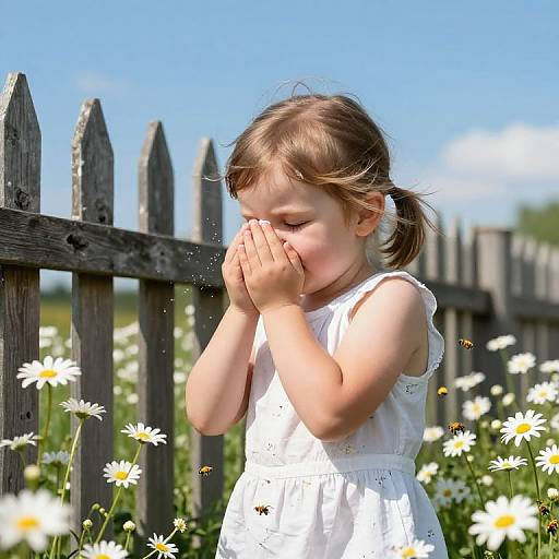 Wholesome Girl Near Rustic Fence