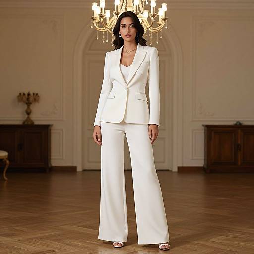 Elegant Tall Woman in Pant Suit