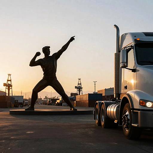 Kinetic Metal Sculpture at Sunrise