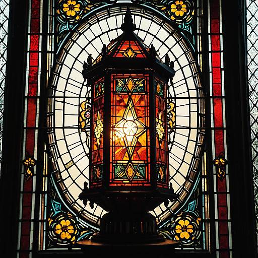 Stained Glass Lantern with Nuclear Explosion Design