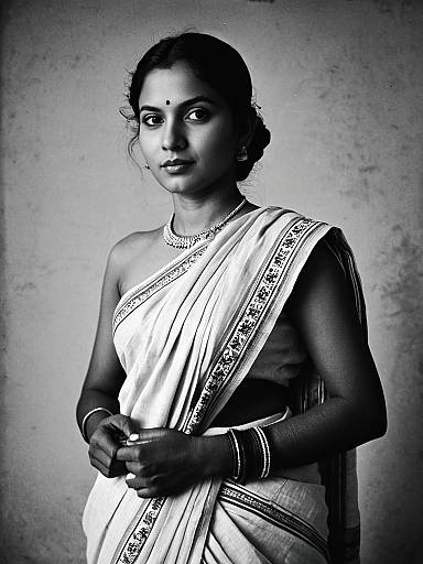 Waist-Up Malmal Cotton Saree Editorial Portrait