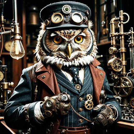 Steampunk Owl Scientist Portrait