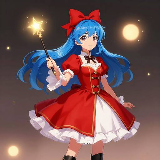 Anime Girl with Magic Wand