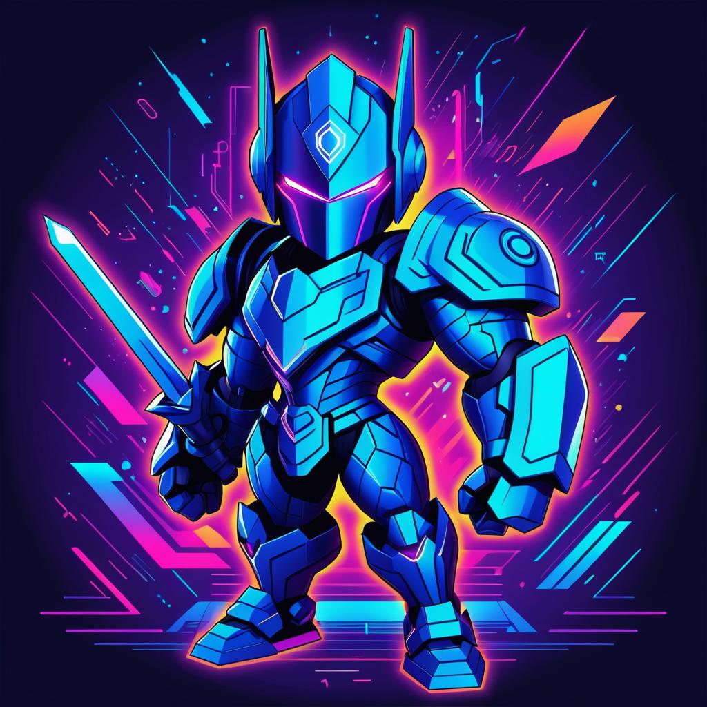 Vibrant Blockchain Cyber Warrior Design