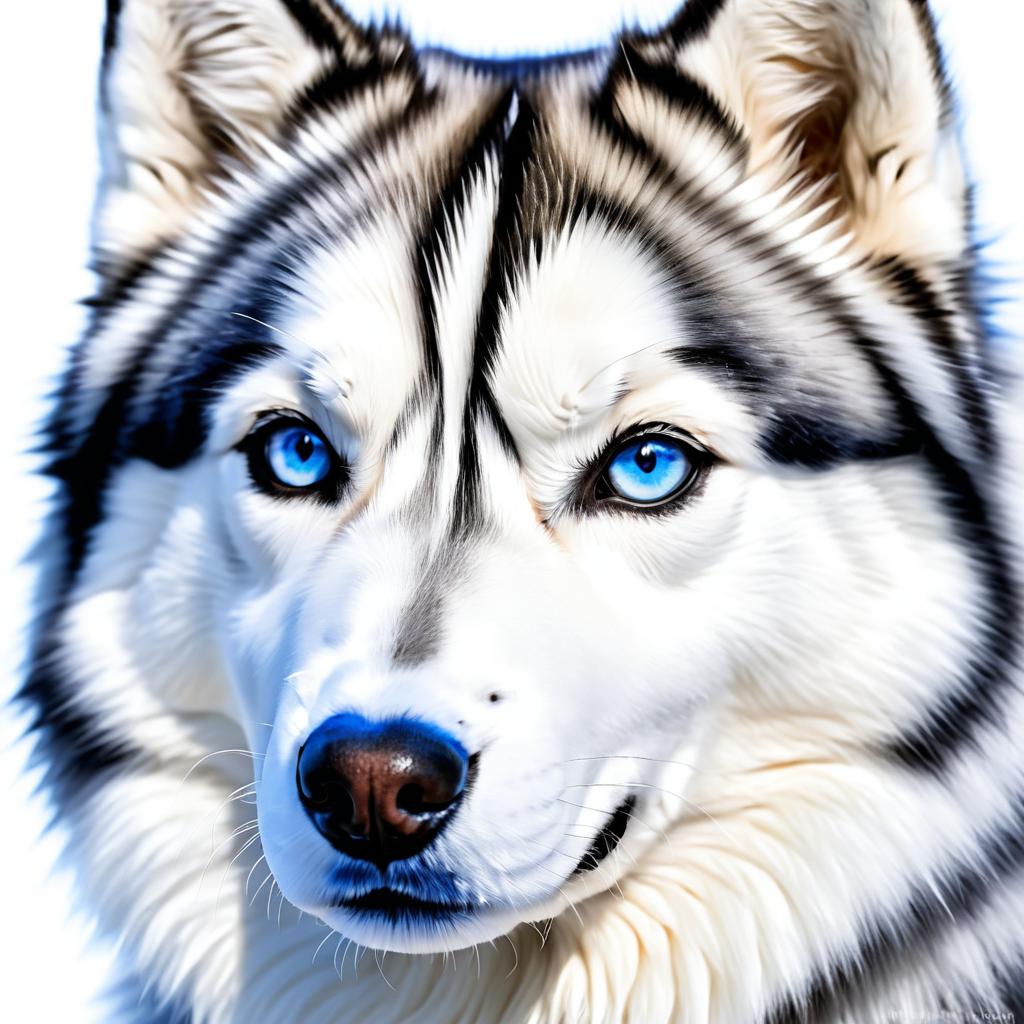 Realistic Portrait of a Siberian Husky