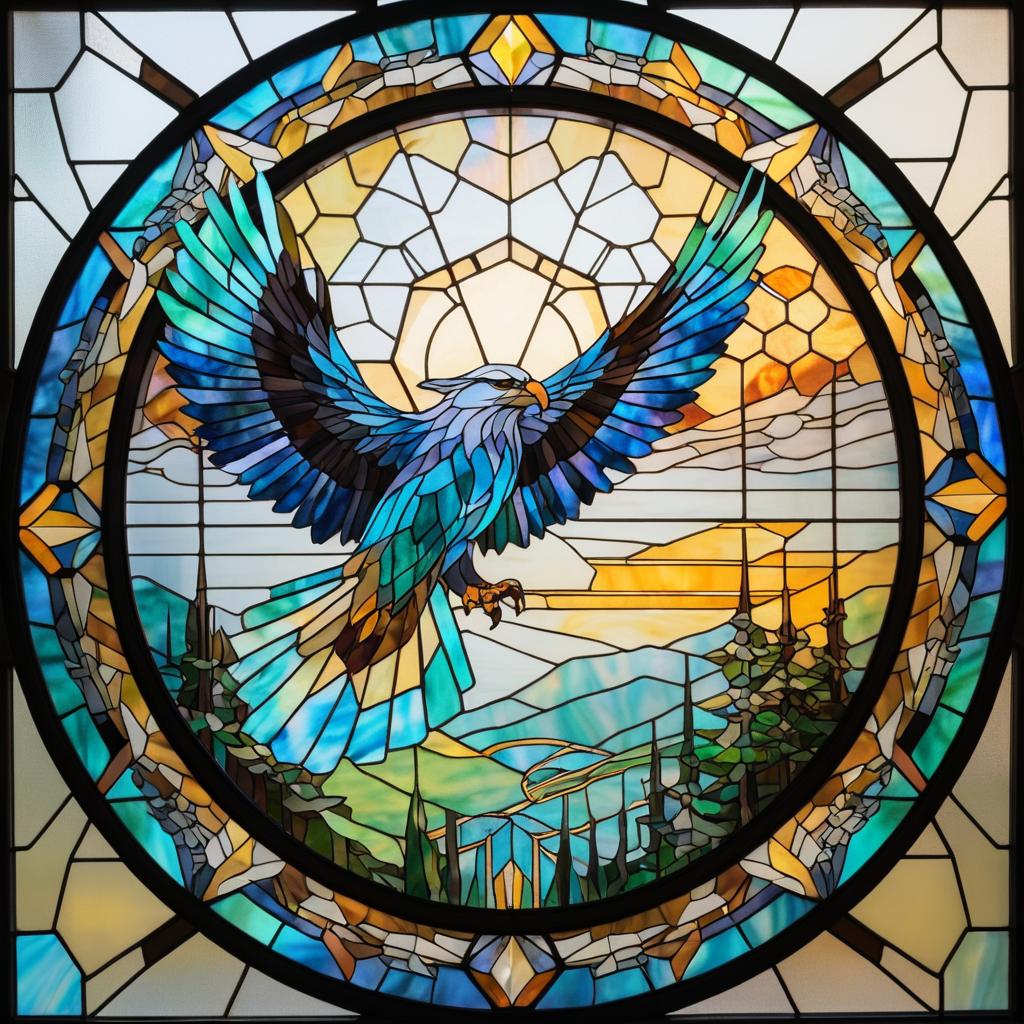 Eagle Stained Glass in Ghibli Style