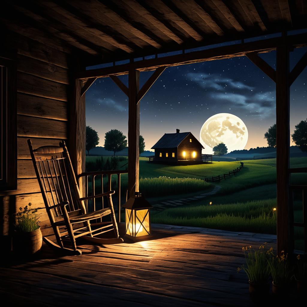 Enchanting Rustic Porch at Night