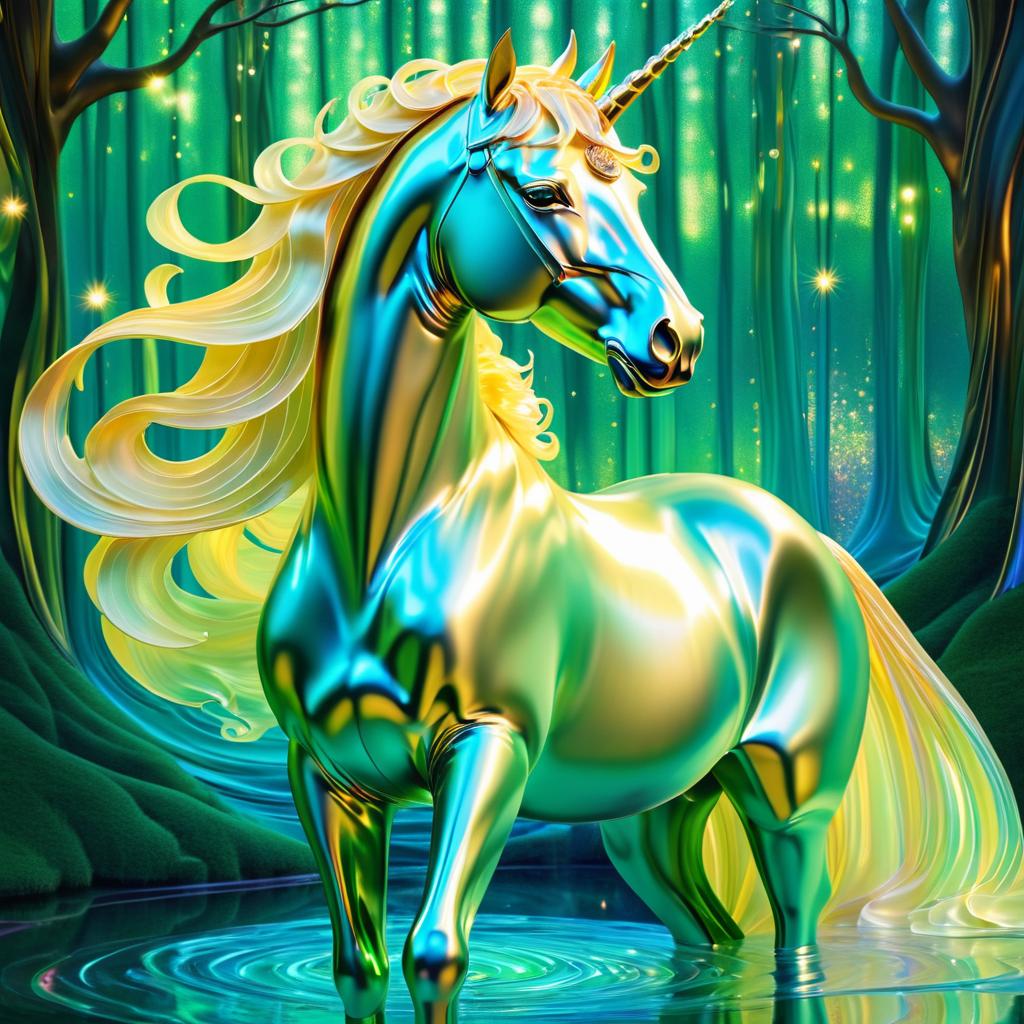 Ethereal Unicorn in Luminous Forest