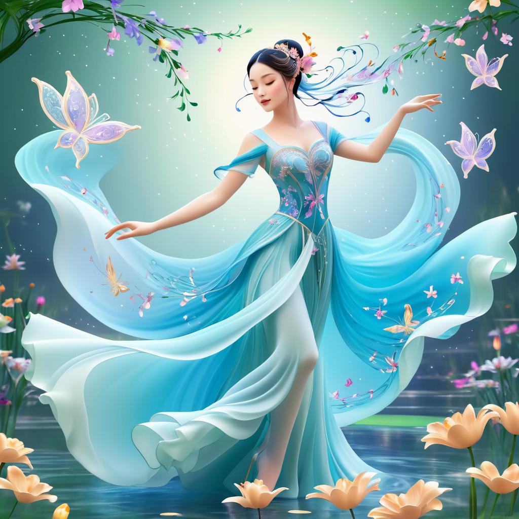 Ethereal Dancer in Whimsical Garden