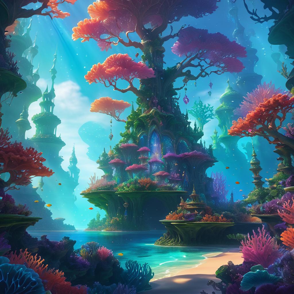 Magical Enchanted Coral Reef Illustration