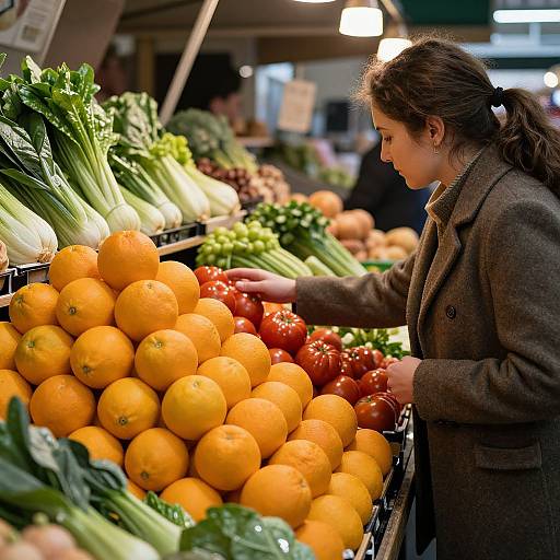 Woman Shopping at Vibrant Market Stall