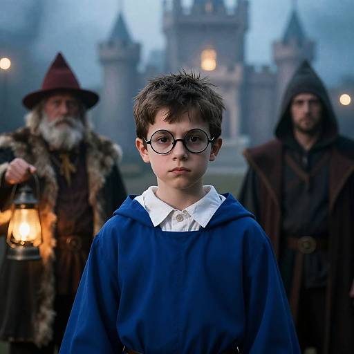 Mysterious Boy in a Misty Landscape