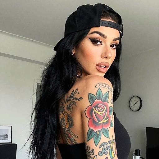 Tattooed Woman with Dramatic Makeup