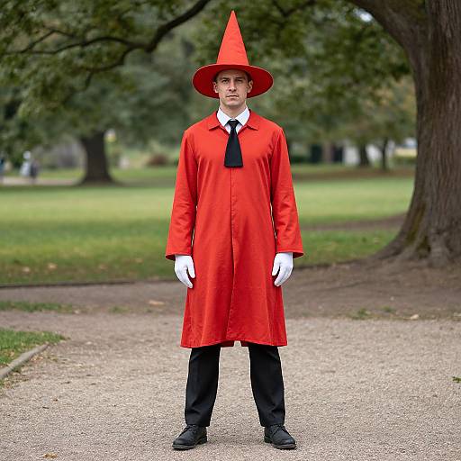 Man in Red Wizard Costume