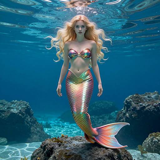 Underwater Mermaid in Colorful Costume