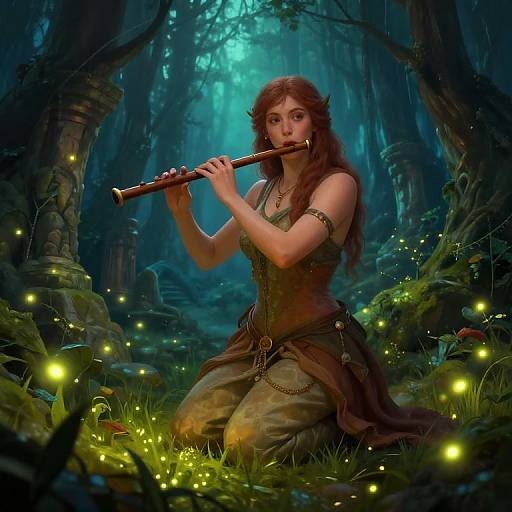 Mystical Satyr Bard in Enchanted Forest