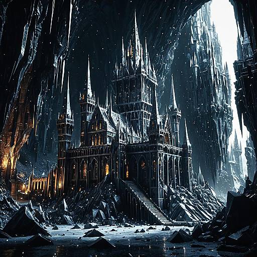 Gothic Crystal Castle in Enchanted Cavern