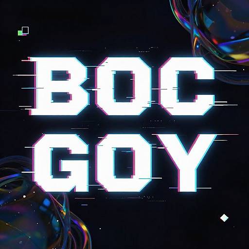 Digital art of neon, glitchy white text 