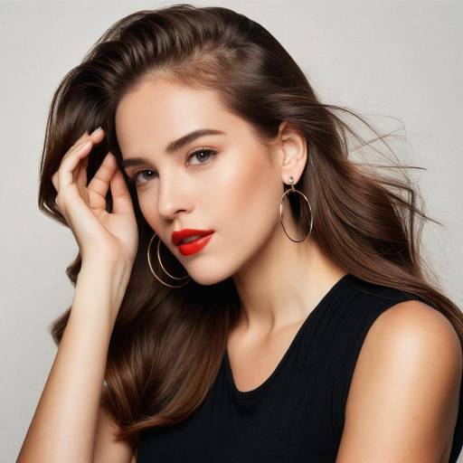 Portrait of woman with red lipstick and hoop earrings