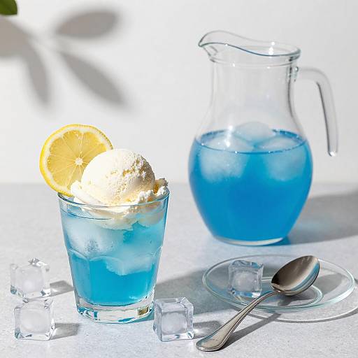 Blue Ice Cream Float with Lemon Slice