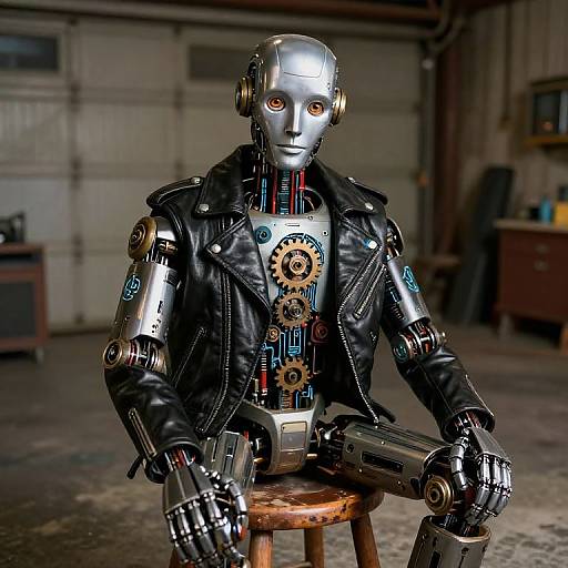 1950s Android in Futuristic Garage