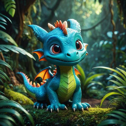 Adorable Baby Dragon in Enchanted Jungle