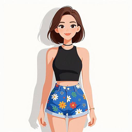 Smiling Woman in Summer Outfit