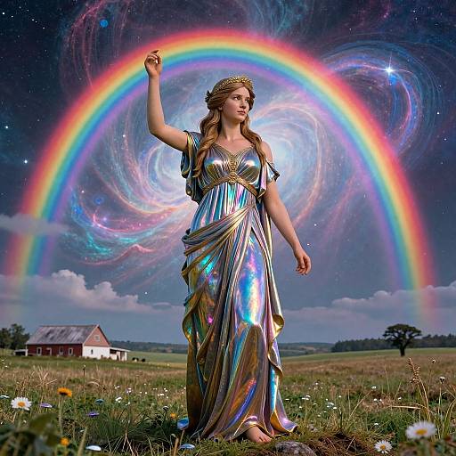 Alseid Greek Grove Nymph with Rainbow Nebula