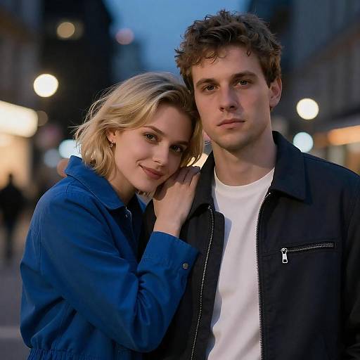 Romantic City Night Couple Photograph