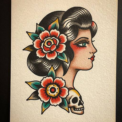 Old-School Traditional Tattoo Woman