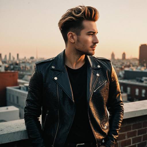 Man with Textured Crop Hairstyle on Rooftop