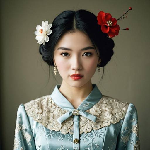 Elegant Asian Woman in Century Fashion