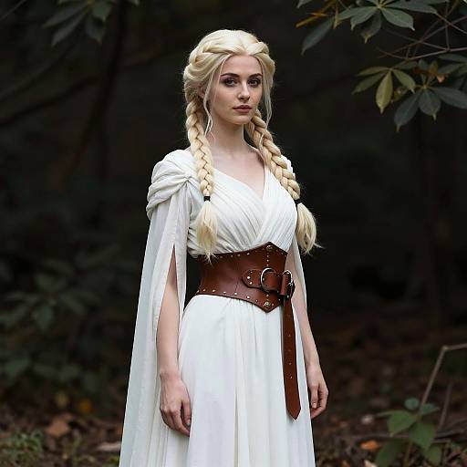 Fantasy Woman Among Dark Foliage