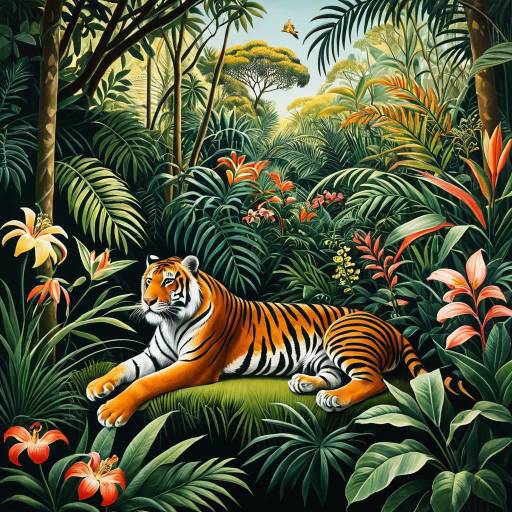Majestic Jungle Tiger in Henri Rousseau Style