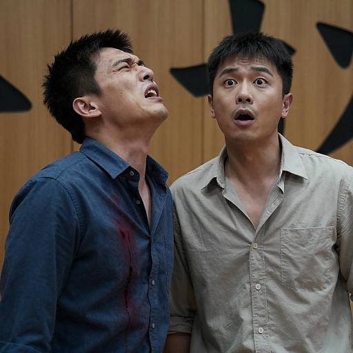Two Asian Men in Tense Emotional Scene