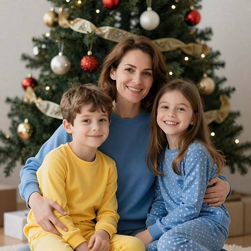 Festive Family Portrait by Christmas Tree